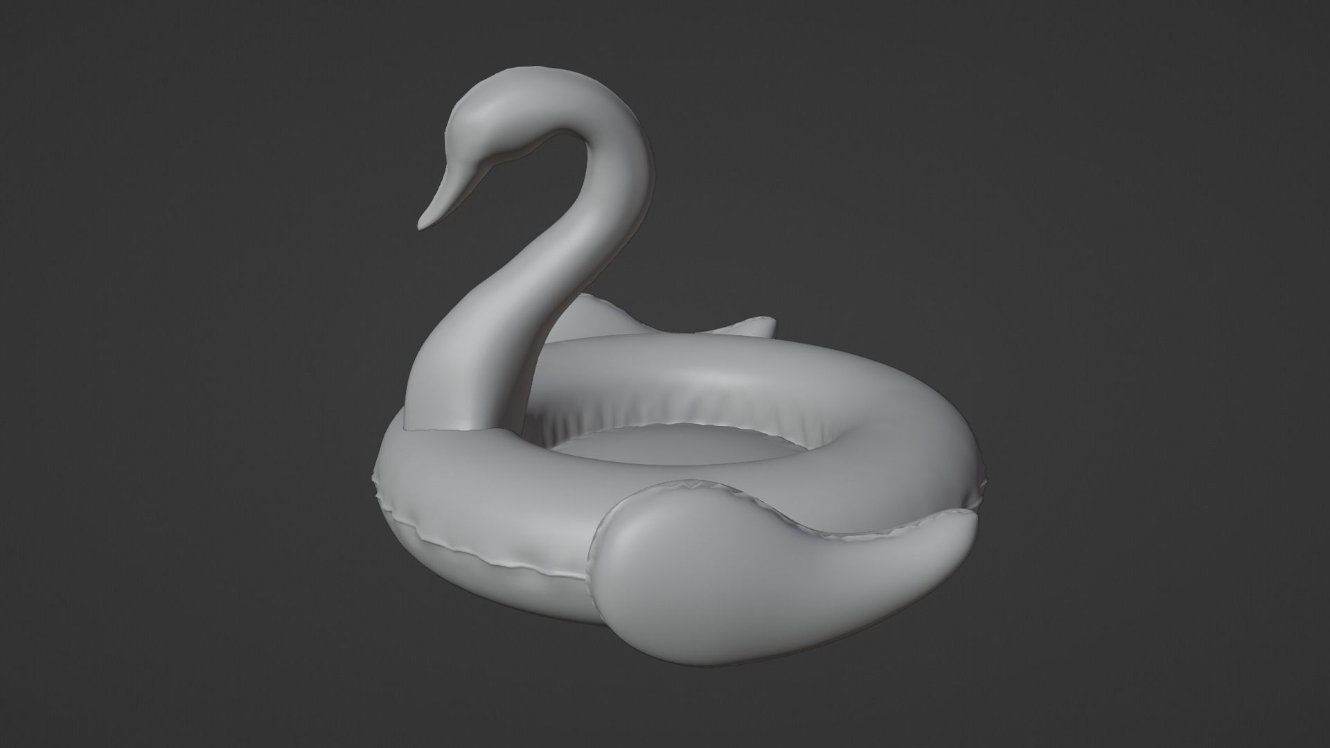 Inflatable White Swan Toy 3D model_3