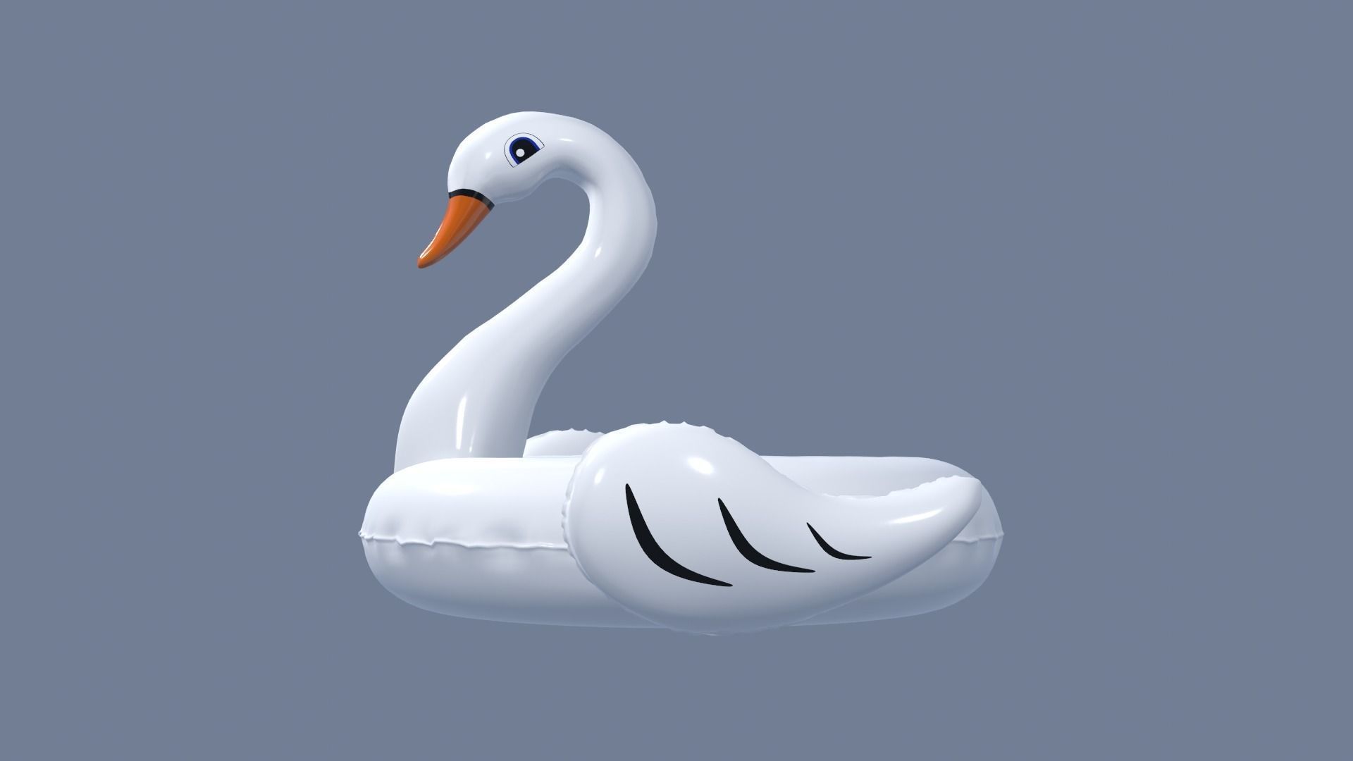 Inflatable White Swan Toy 3D model_13