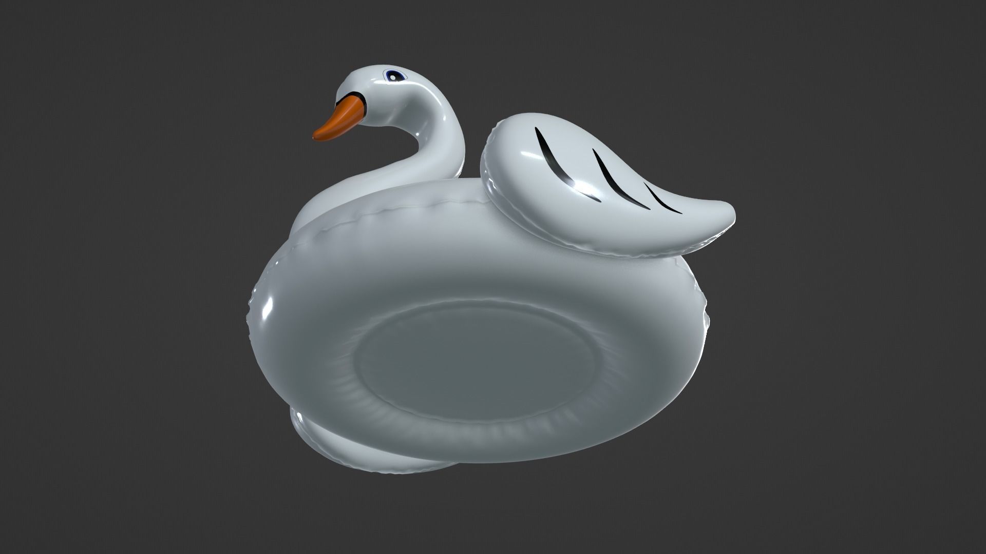 Inflatable White Swan Toy 3D model_31