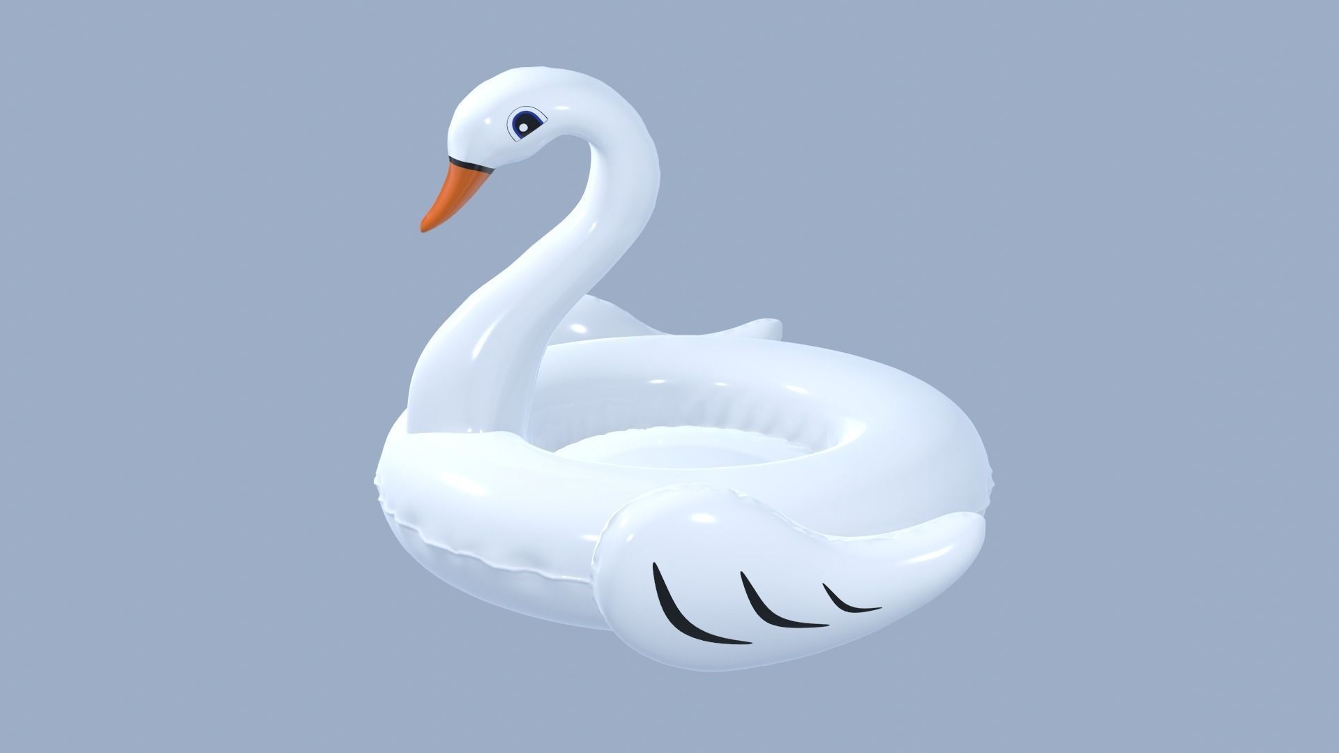 Inflatable White Swan Toy 3D model_7