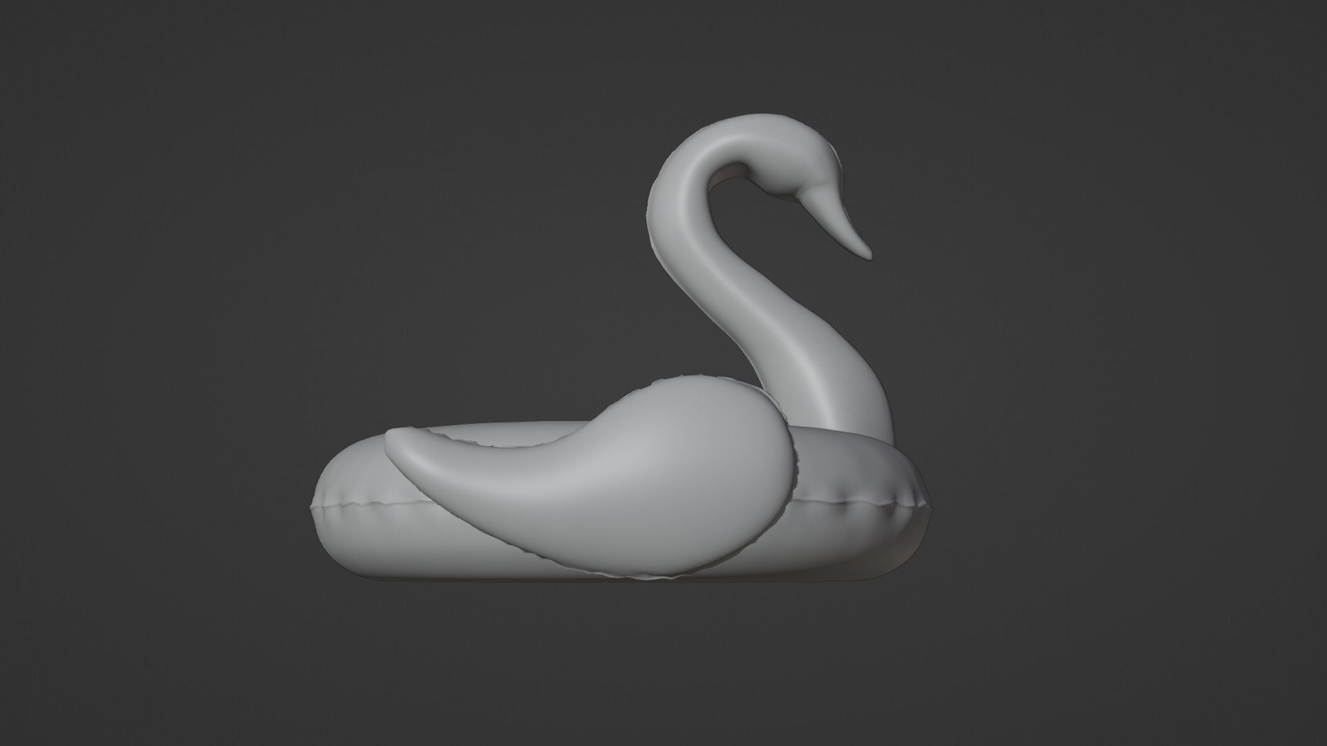 Inflatable White Swan Toy 3D model_8