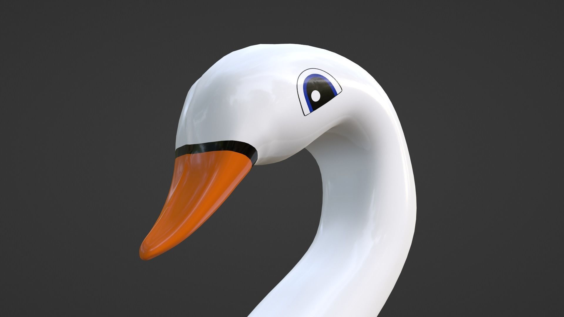 Inflatable White Swan Toy 3D model_27
