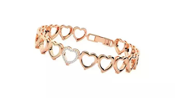 Heart High Jewelry Diamond Bracelet 3dm stl renders details 3D print model