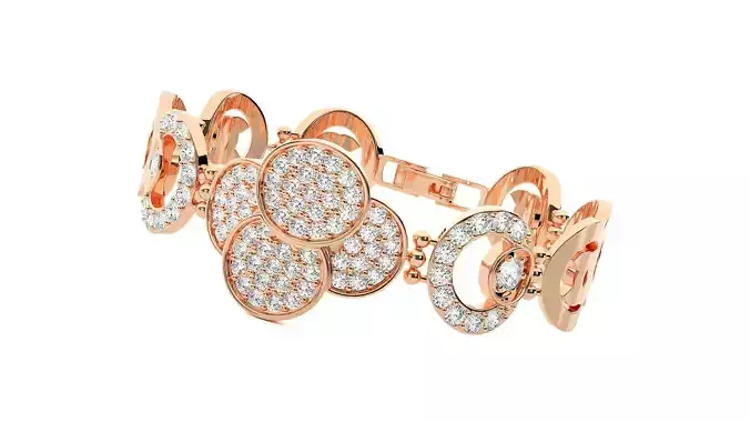 Solitaire Flower High Jewelry Diamond Bracelet 3dm stl renders