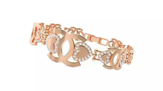 Heart Love Valentine High Jewelry Diamond Bracelet 3dm stl 3D print model