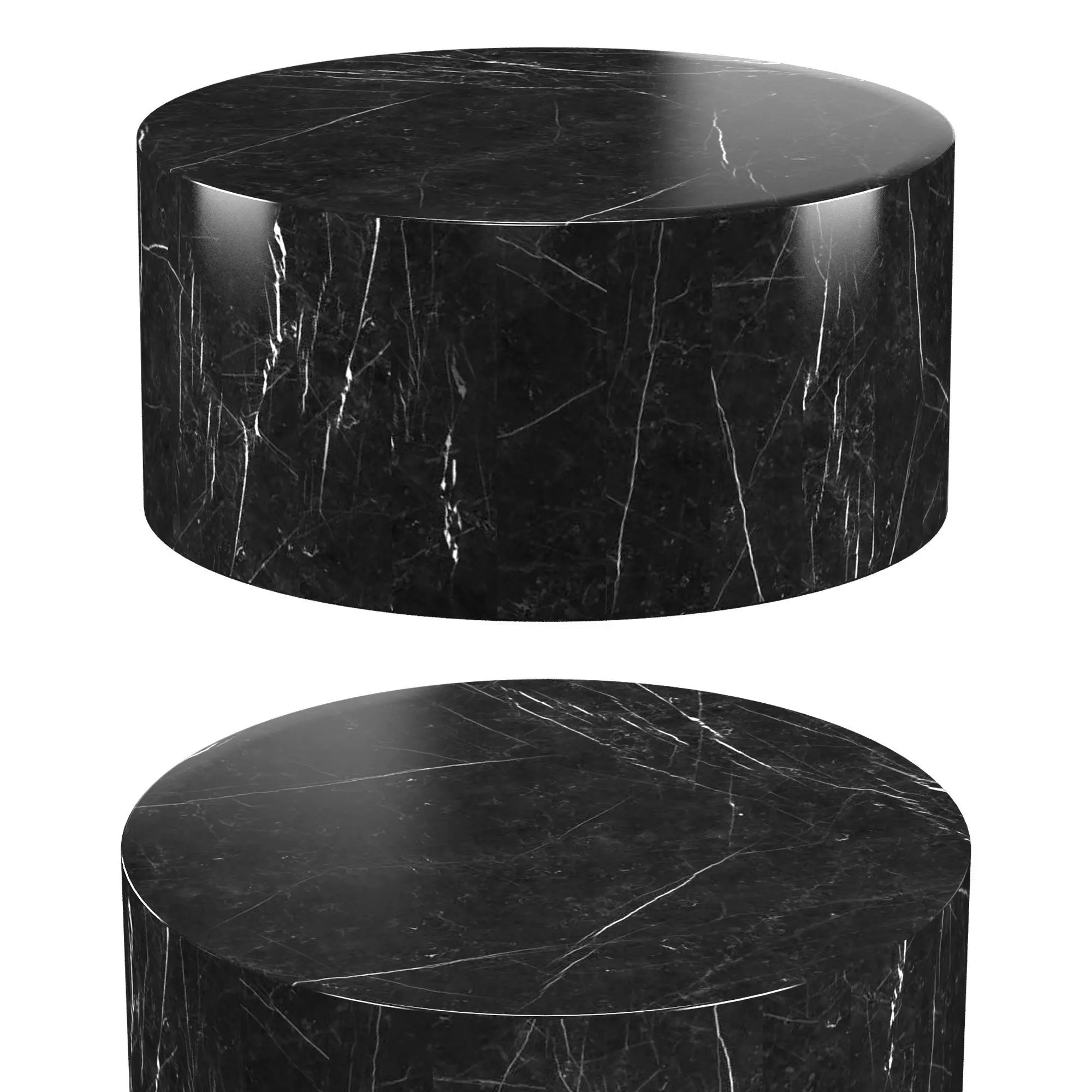 Black marble round coffee table 3D model_0