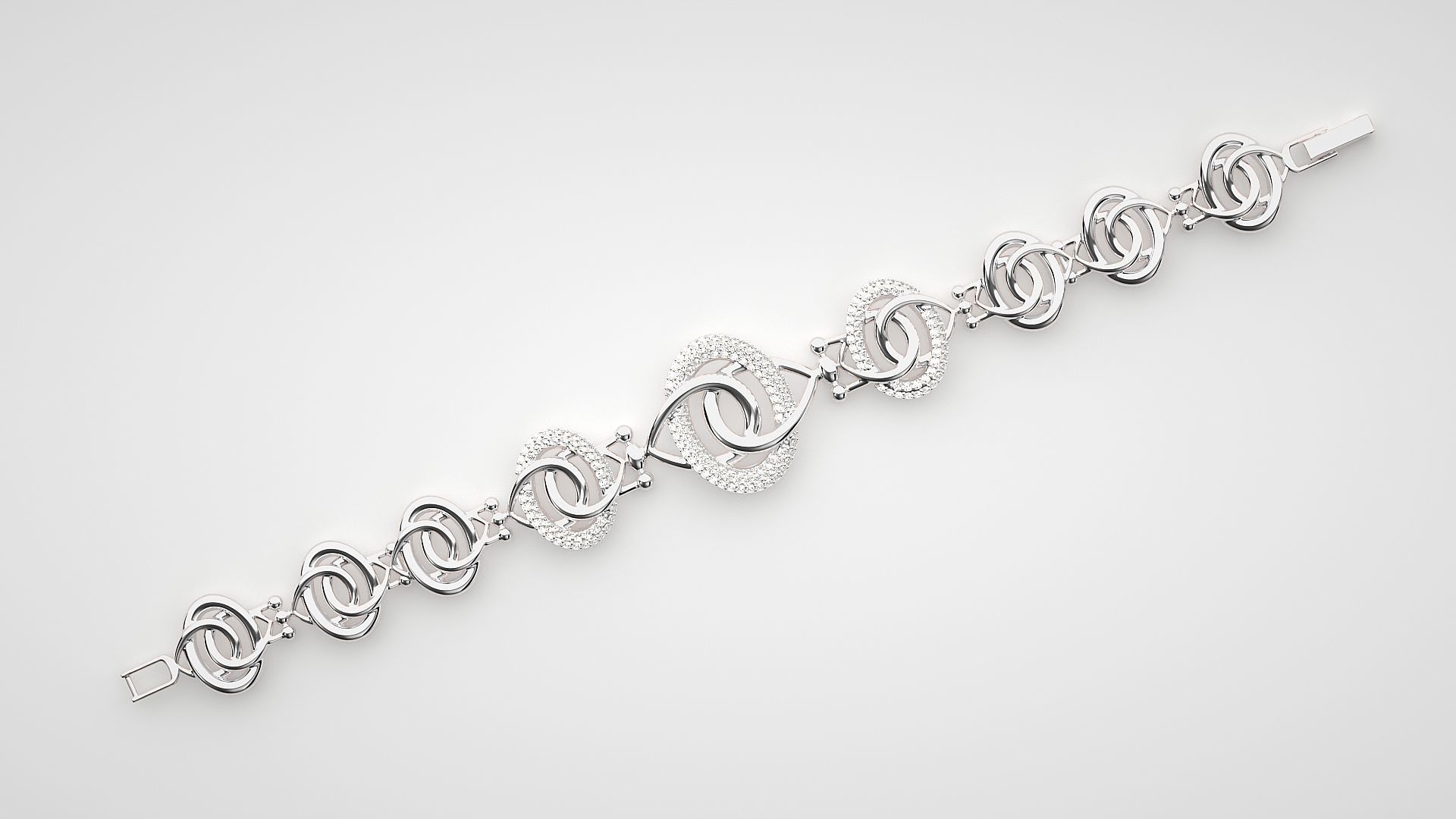 Rope Twin Knot High Jewelry Diamond Bracelet 3dm stl renders 3D print model_9