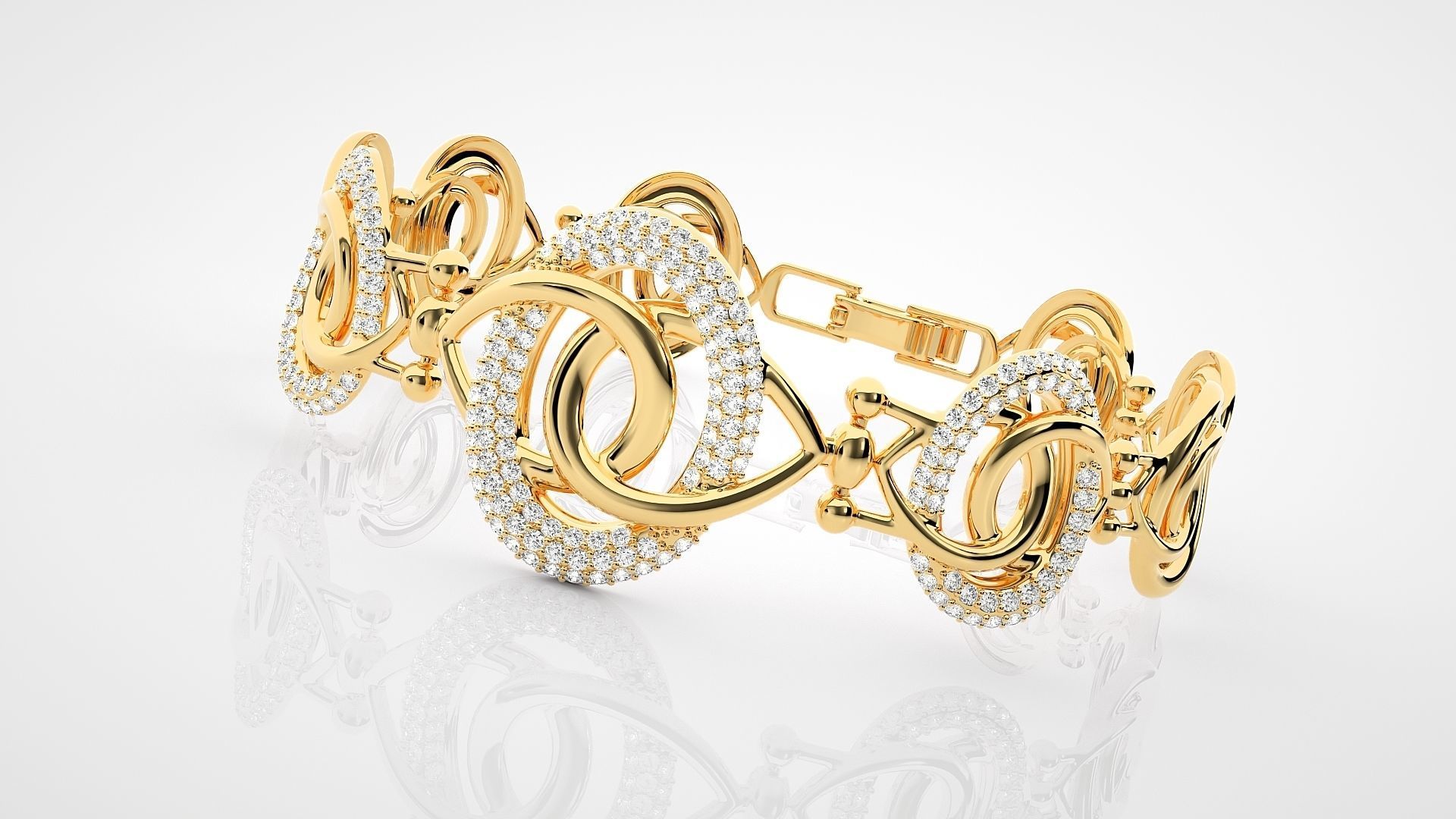 Rope Twin Knot High Jewelry Diamond Bracelet 3dm stl renders 3D print model_15