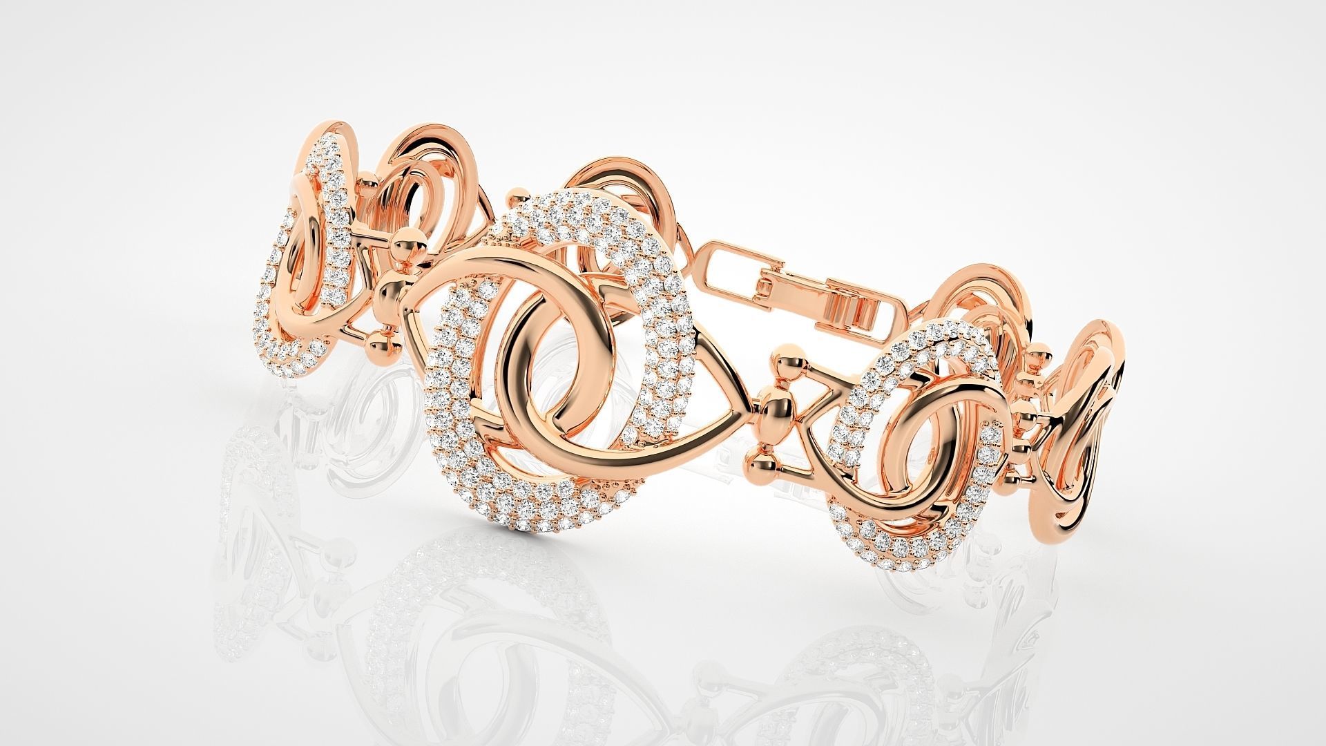 Rope Twin Knot High Jewelry Diamond Bracelet 3dm stl renders 3D print model_5