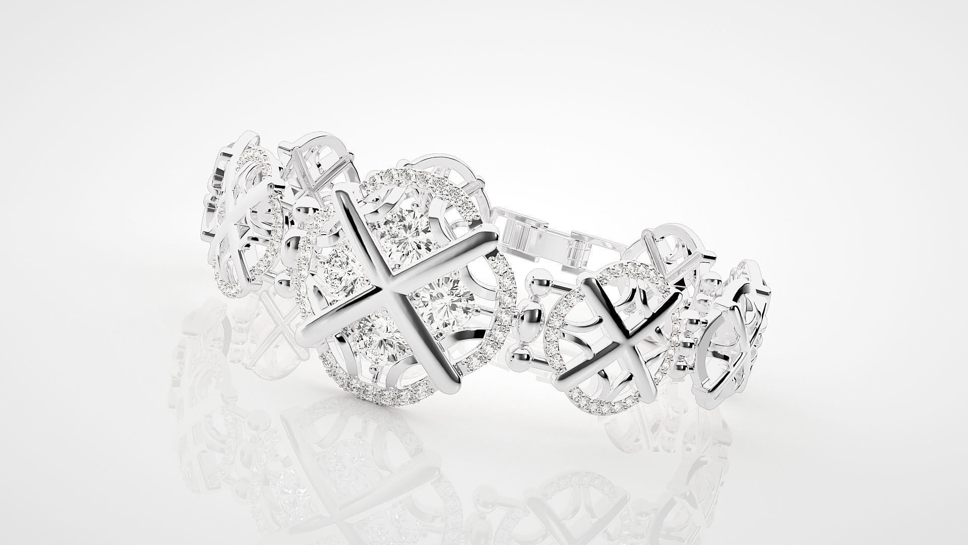 Rope Knot High Jewelry Solitaire Diamond Bracelet 3dm stl render 3D print model_10