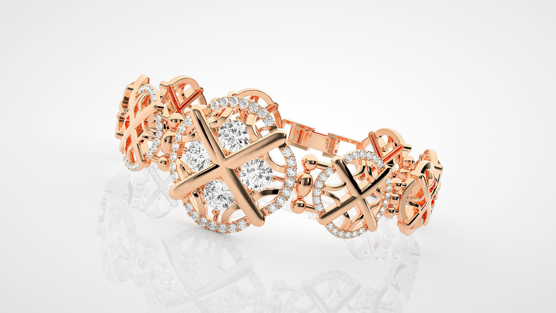 Rope Knot High Jewelry Solitaire Diamond Bracelet 3dm stl render 3D print model_5