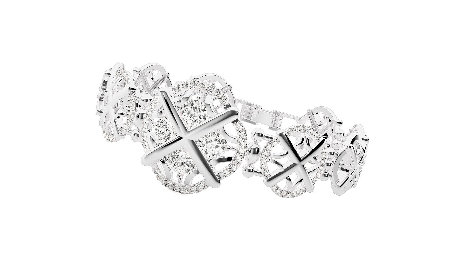 Rope Knot High Jewelry Solitaire Diamond Bracelet 3dm stl render 3D print model_1