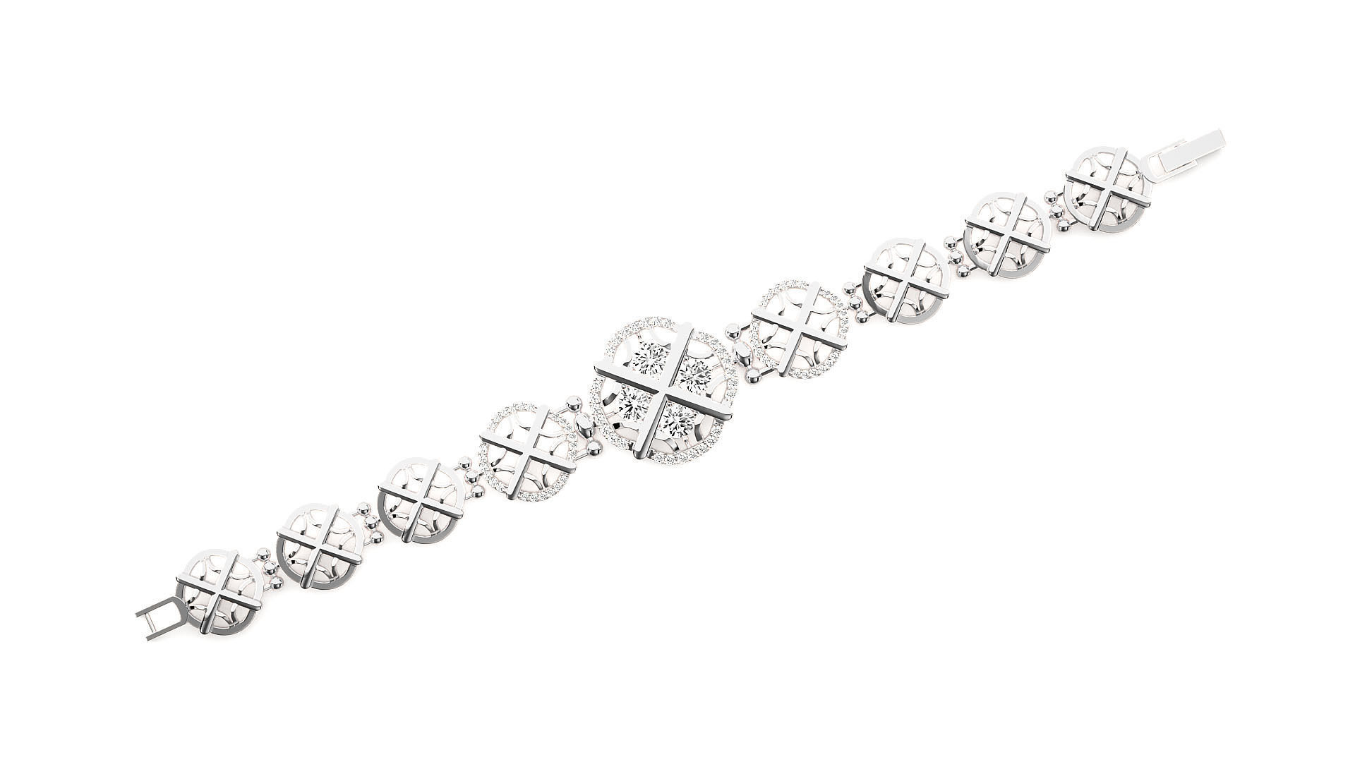 Rope Knot High Jewelry Solitaire Diamond Bracelet 3dm stl render 3D print model_8