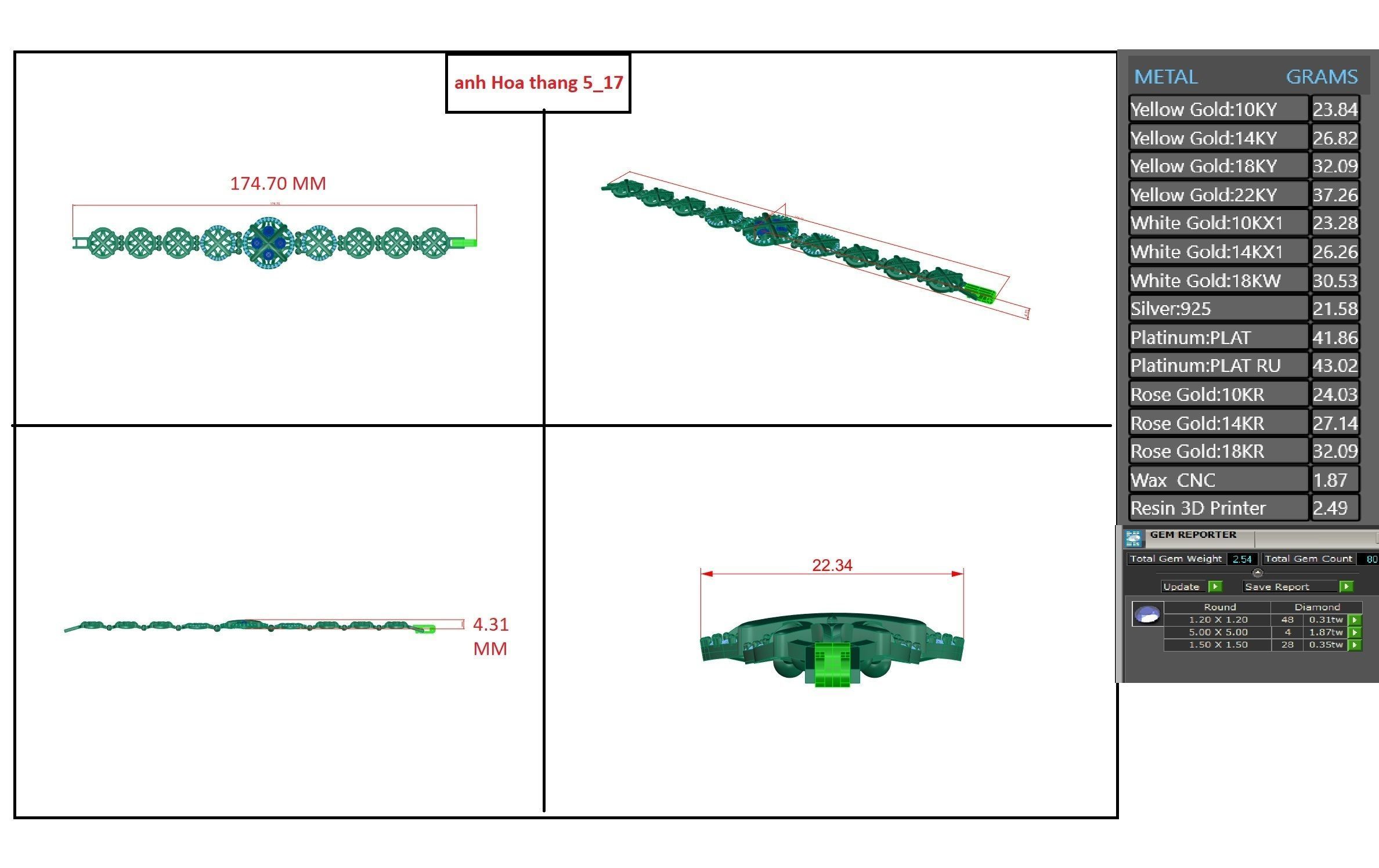 Rope Knot High Jewelry Solitaire Diamond Bracelet 3dm stl render 3D print model_18