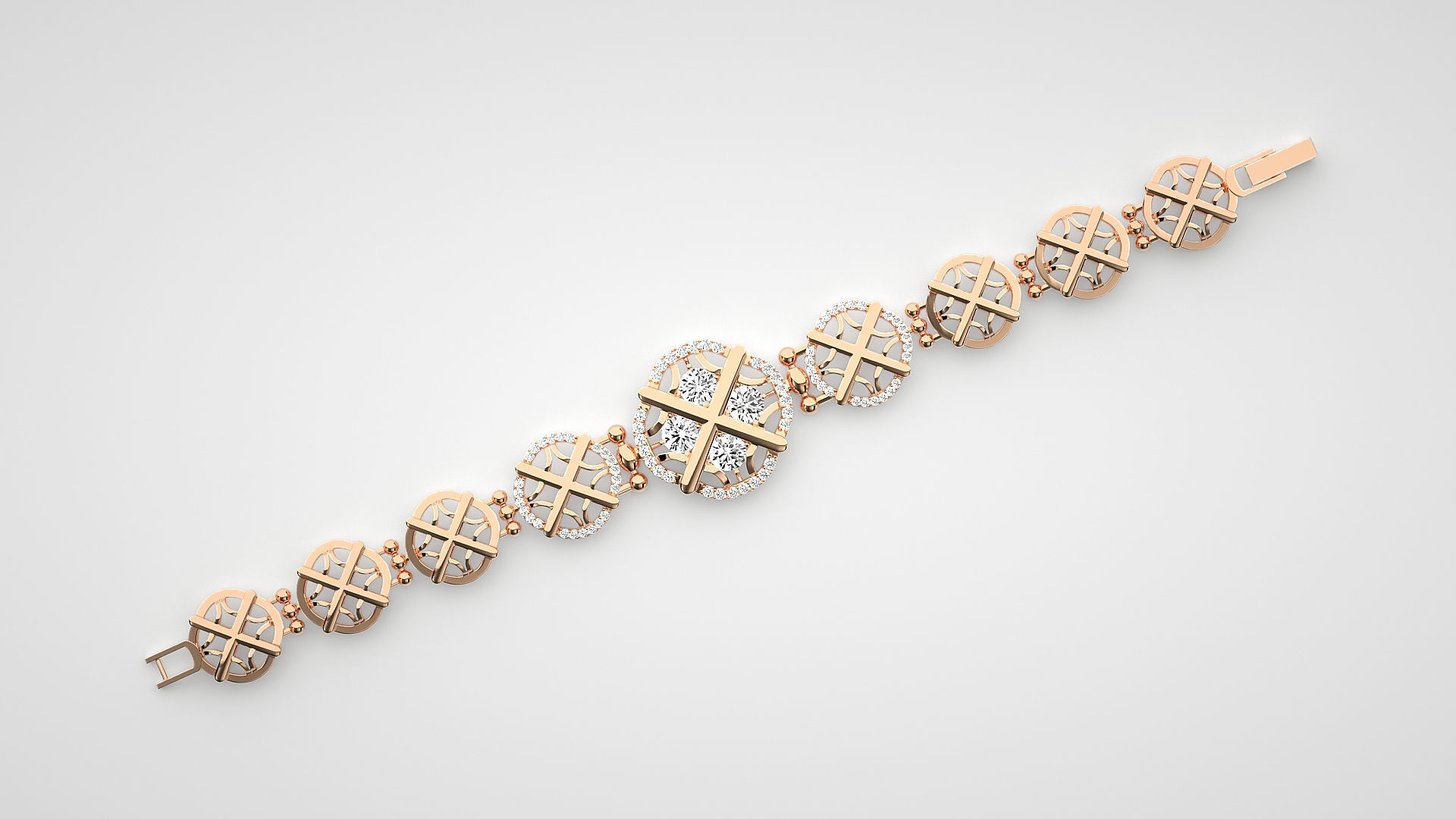 Rope Knot High Jewelry Solitaire Diamond Bracelet 3dm stl render 3D print model_4