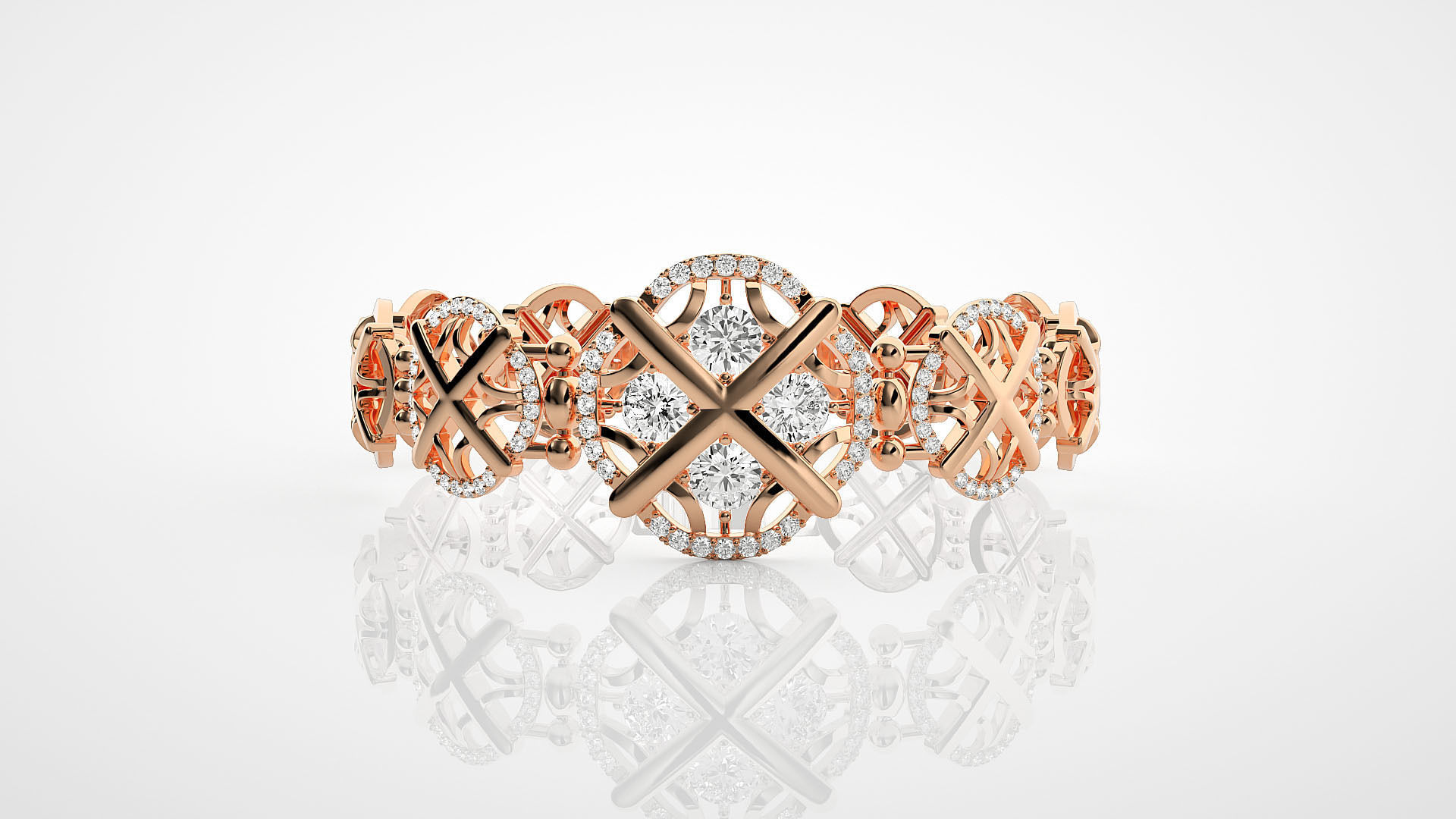 Rope Knot High Jewelry Solitaire Diamond Bracelet 3dm stl render 3D print model_7