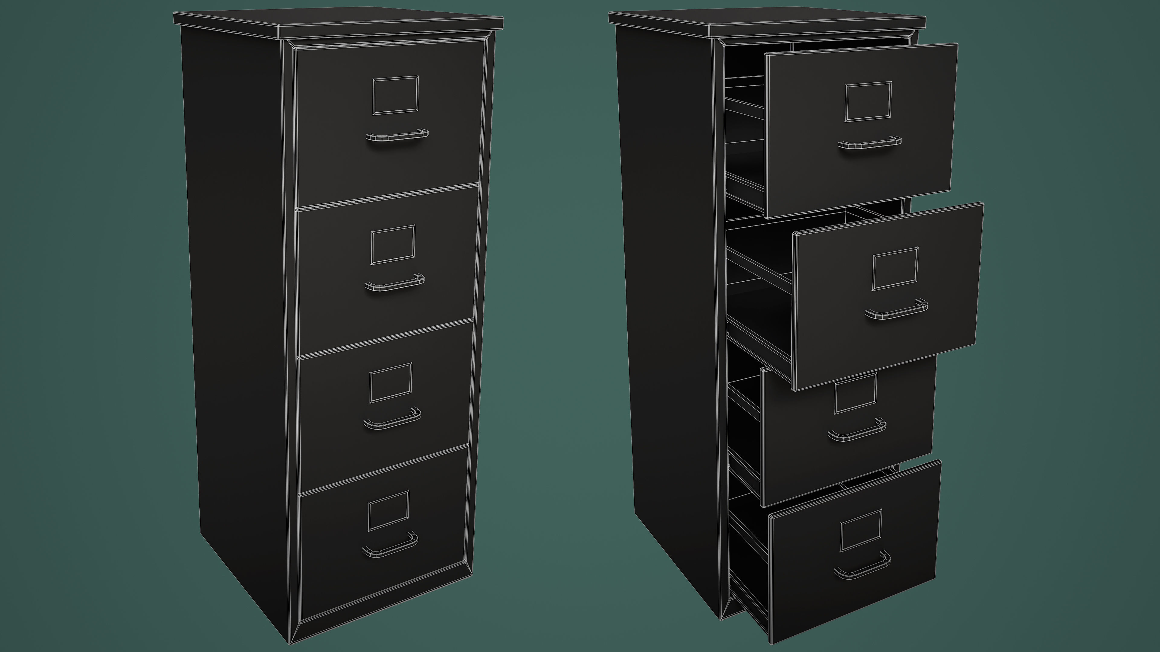 File Cabinet Low-poly 3D model_11