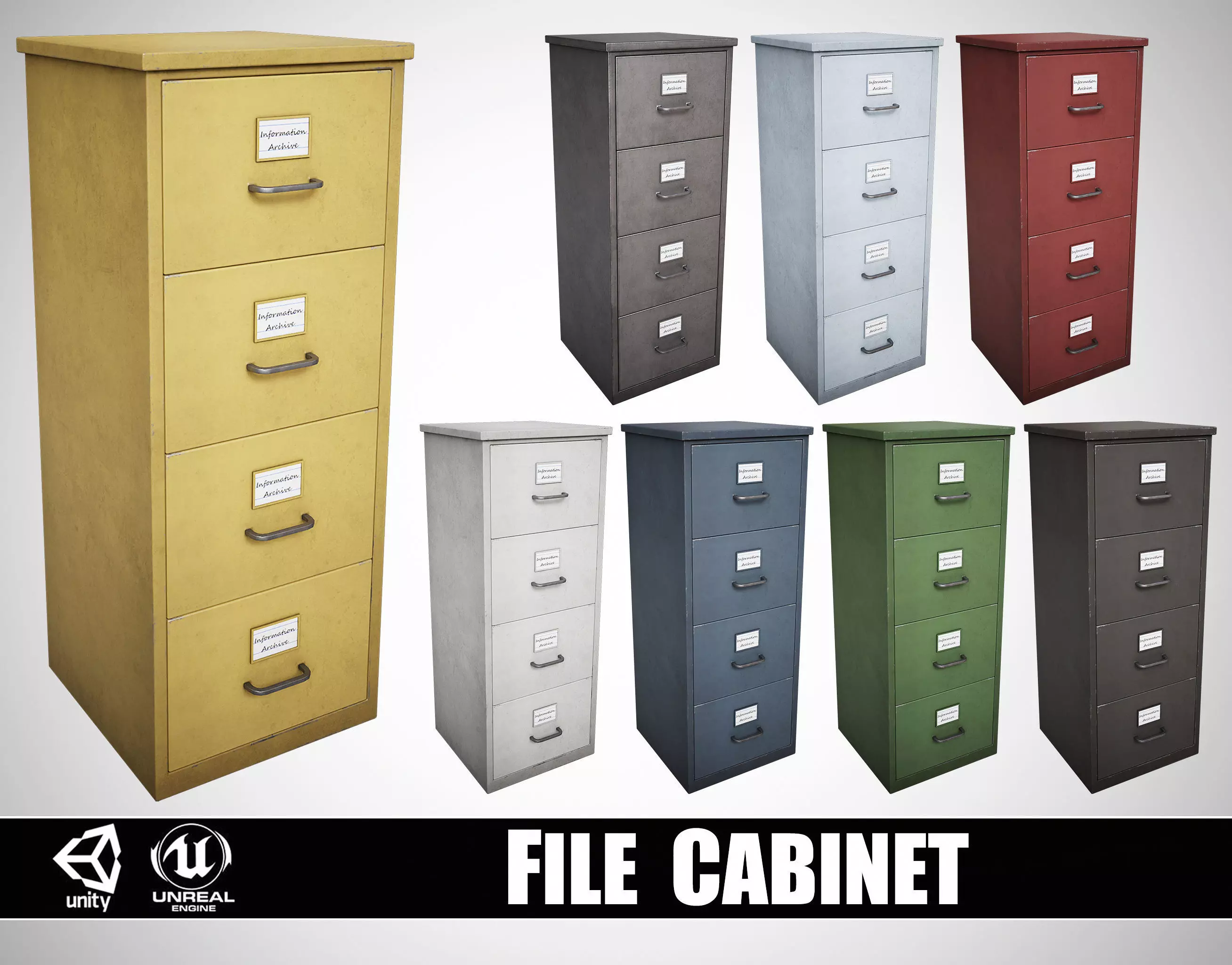 File Cabinet Low-poly 3D model_0