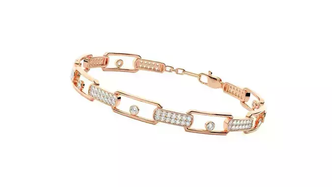 Chain Link High Jewelry Diamond Bracelet 3dm stl renders details 3D print model