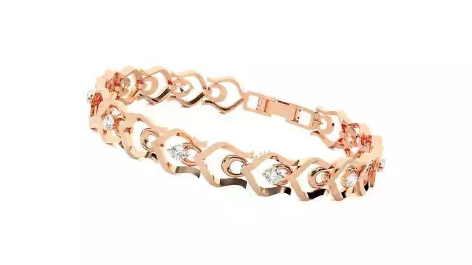 High Jewelry Solitaire Diamond Bracelet 3dm stl renders details