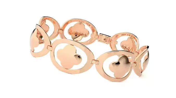 Leaf High Jewelry Diamond Bracelet 3dm stl renders details