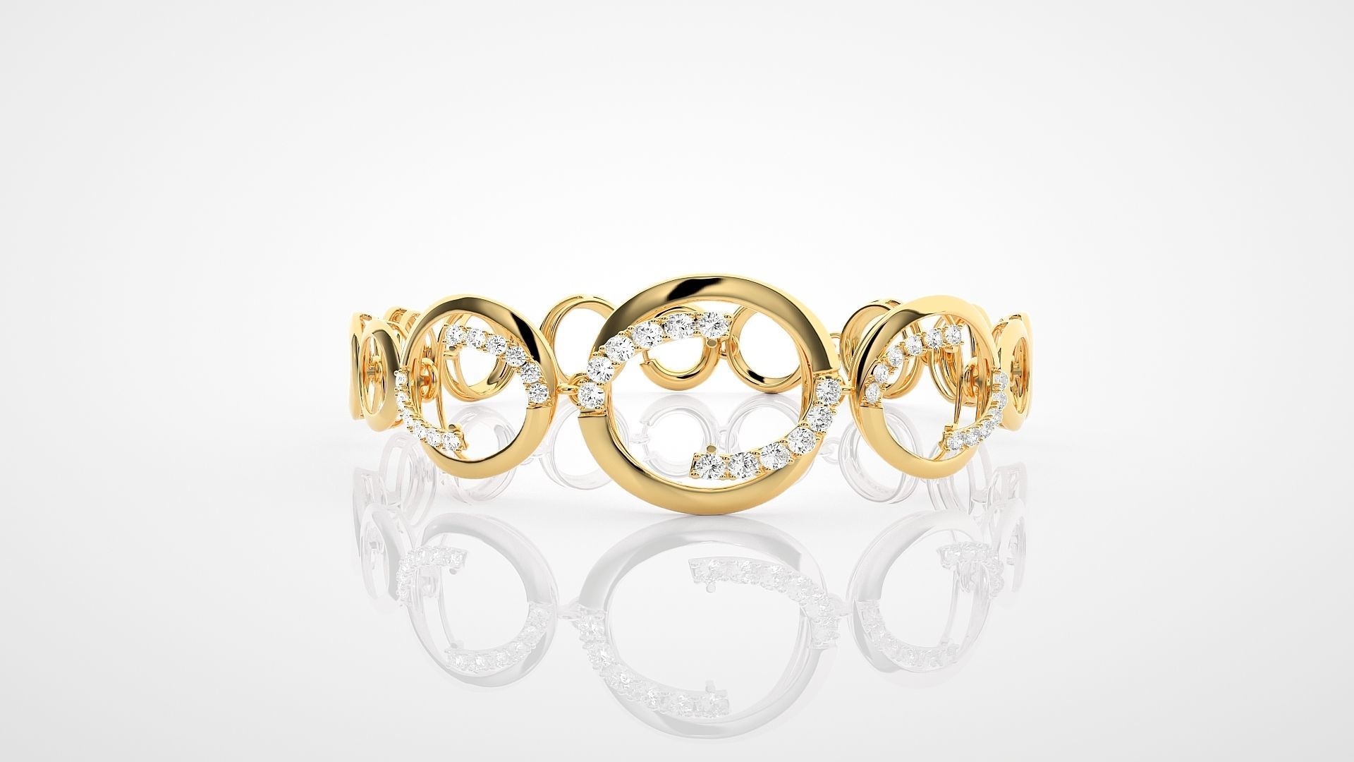 Loop High Jewelry Diamond Bracelet 3dm stl renders details 3D print model_18