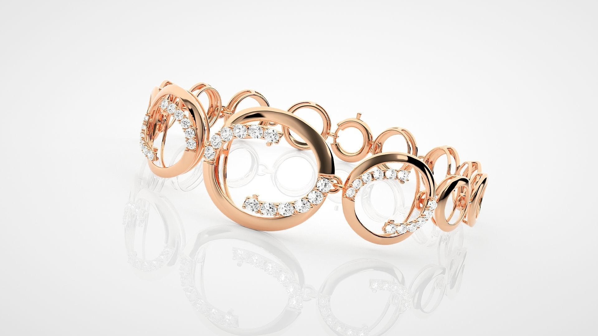 Loop High Jewelry Diamond Bracelet 3dm stl renders details 3D print model_6