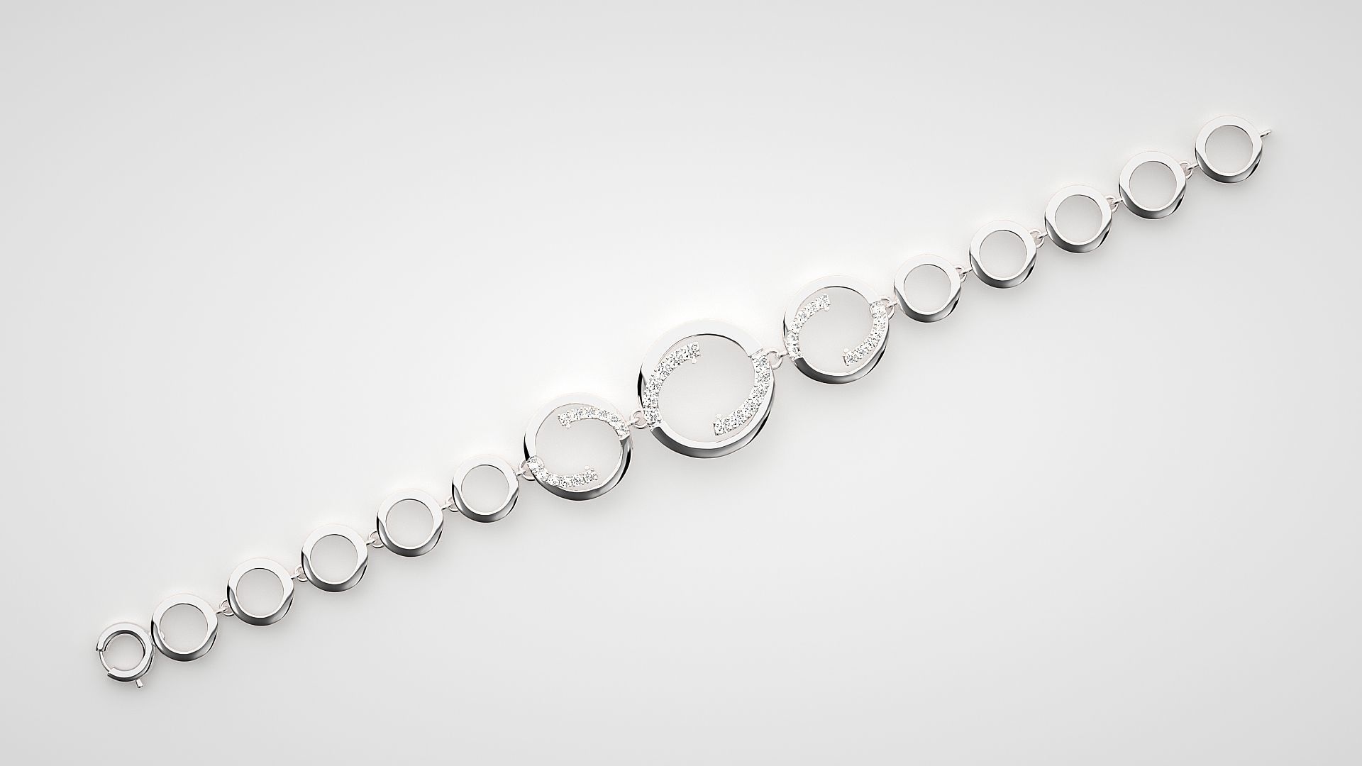 Loop High Jewelry Diamond Bracelet 3dm stl renders details 3D print model_10