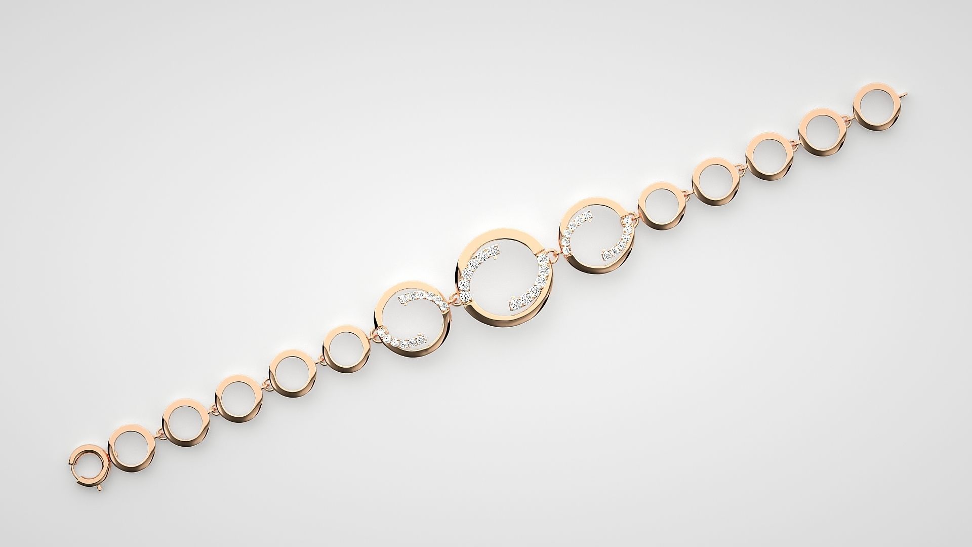 Loop High Jewelry Diamond Bracelet 3dm stl renders details 3D print model_4