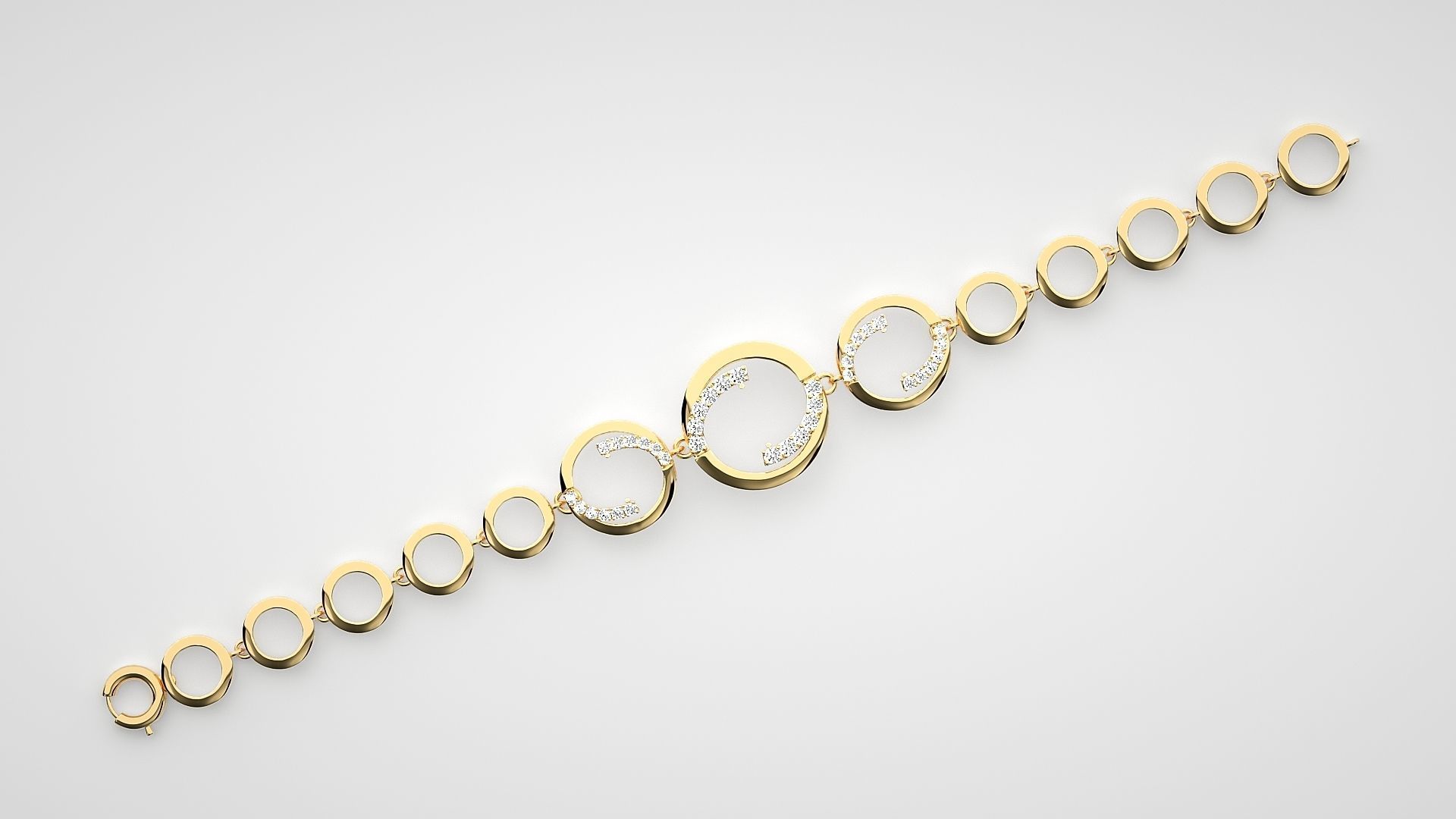 Loop High Jewelry Diamond Bracelet 3dm stl renders details 3D print model_15
