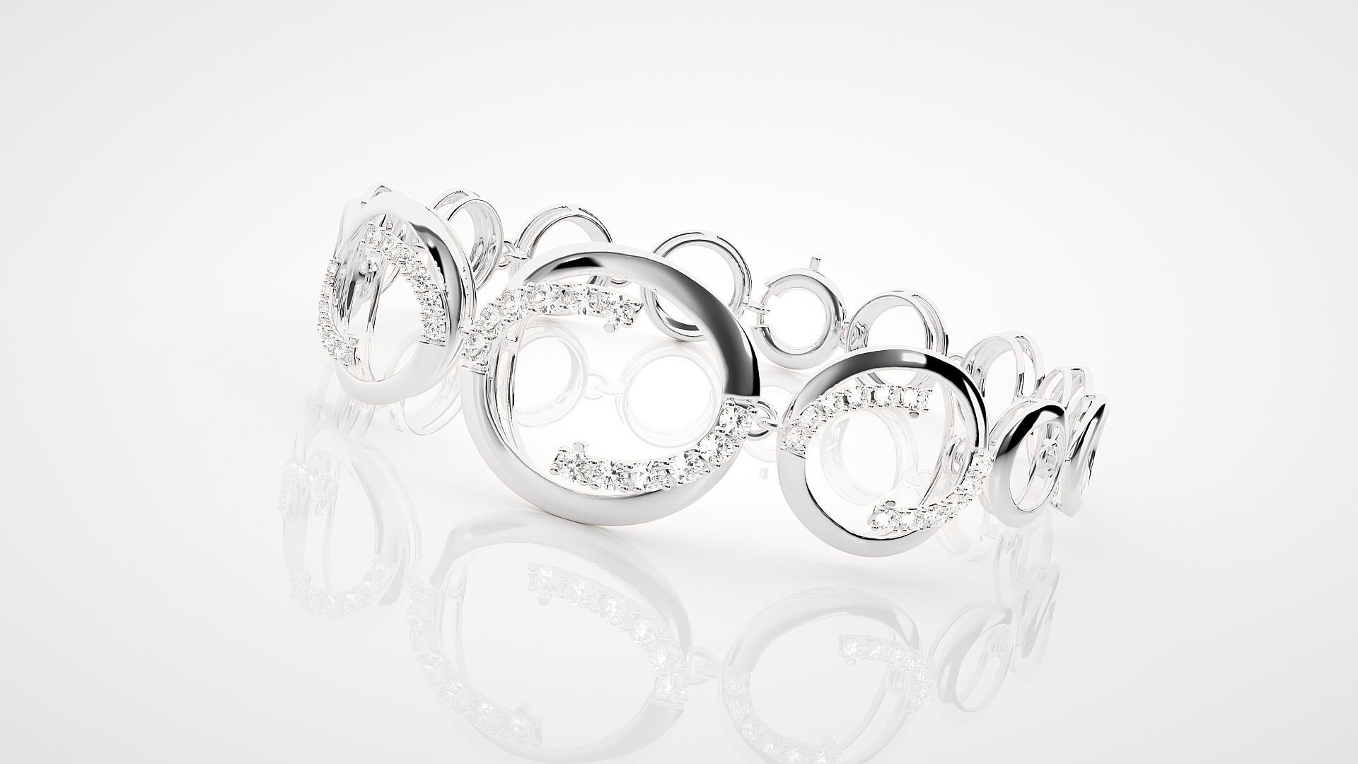 Loop High Jewelry Diamond Bracelet 3dm stl renders details 3D print model_11