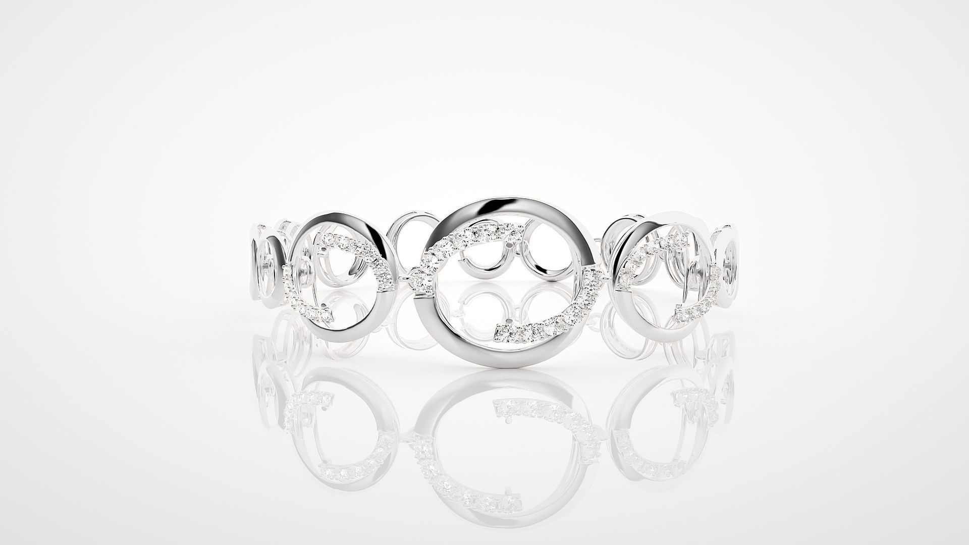 Loop High Jewelry Diamond Bracelet 3dm stl renders details 3D print model_13