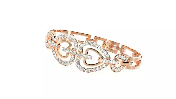 Heart Love Valentine High Jewelry Diamond Bracelet 3dm stl 