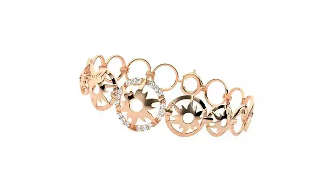 Sun High Jewelry Diamond Bracelet 3dm stl renders details