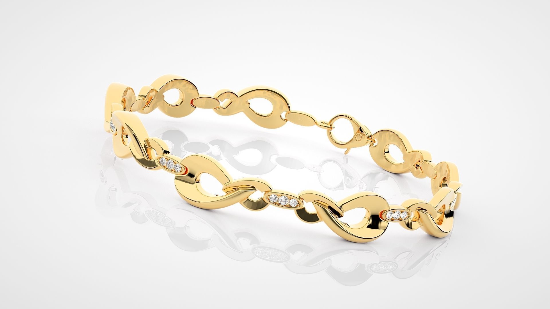 Chain Link High Jewelry Diamond Bracelet 3dm stl renders details 3D print model_16