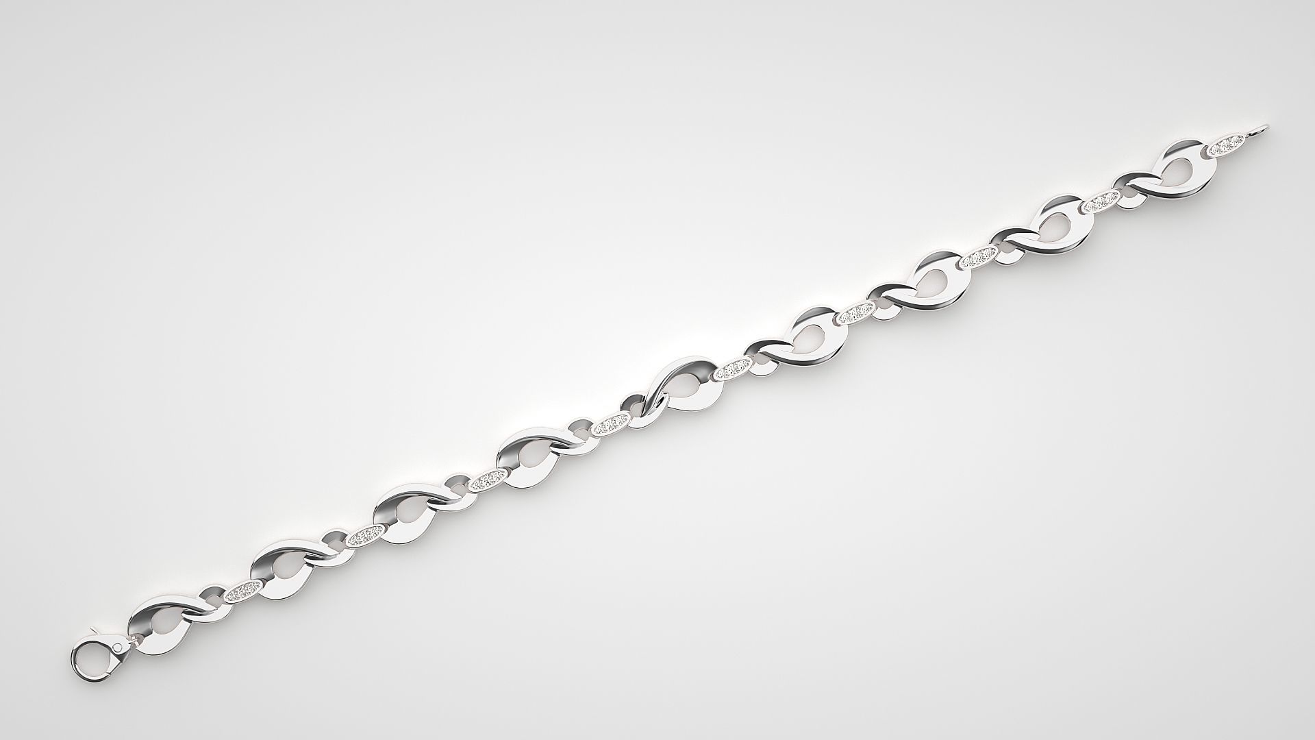 Chain Link High Jewelry Diamond Bracelet 3dm stl renders details 3D print model_10