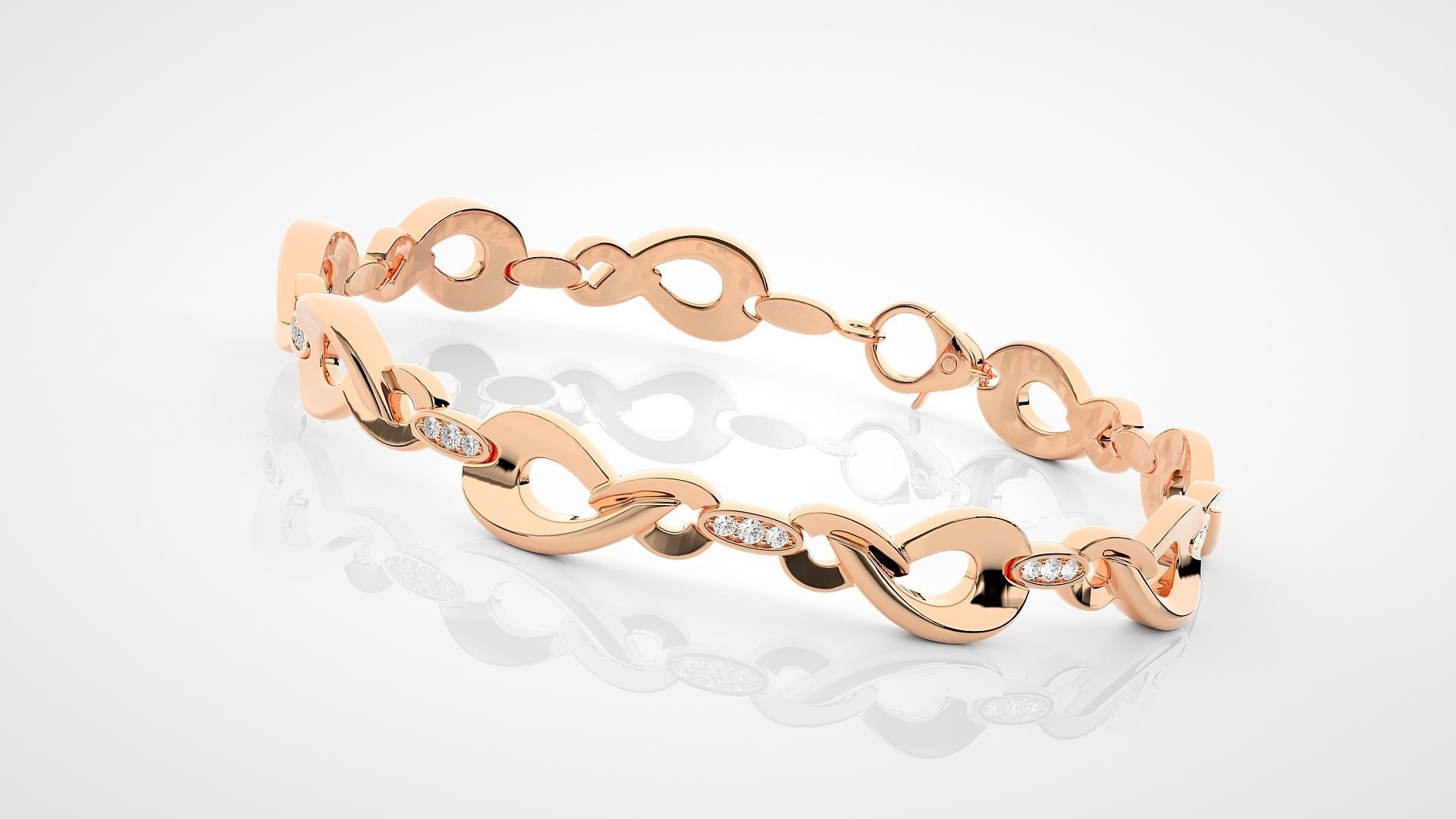 Chain Link High Jewelry Diamond Bracelet 3dm stl renders details 3D print model_6