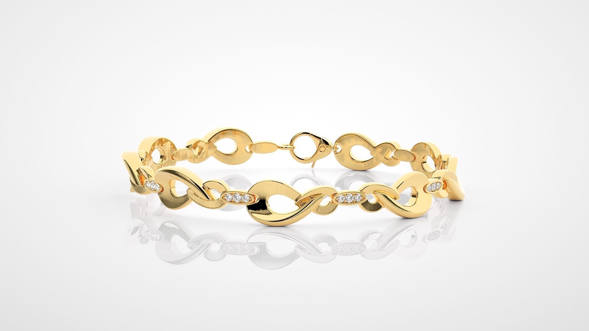 Chain Link High Jewelry Diamond Bracelet 3dm stl renders details 3D print model_17