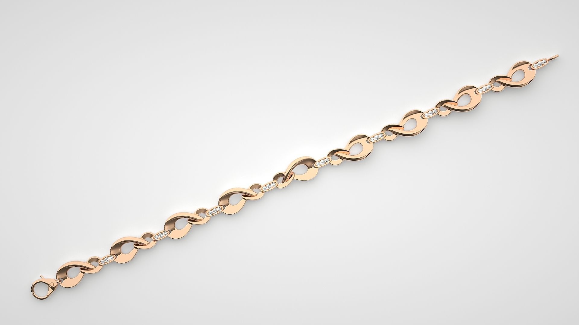 Chain Link High Jewelry Diamond Bracelet 3dm stl renders details 3D print model_5