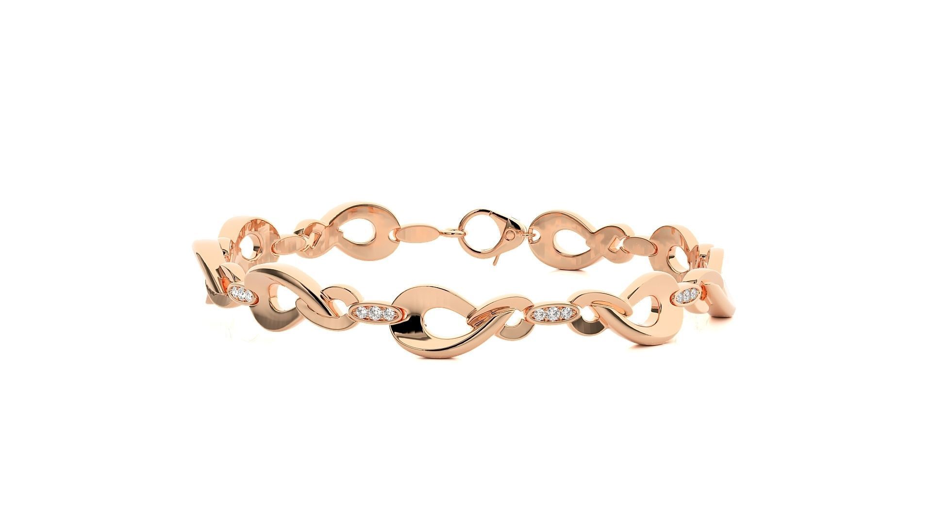 Chain Link High Jewelry Diamond Bracelet 3dm stl renders details 3D print model_8