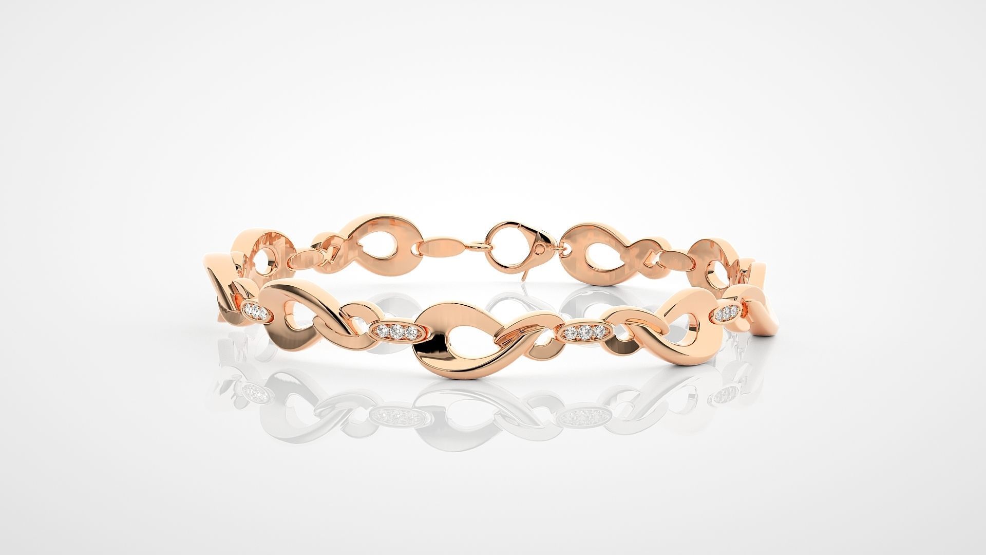 Chain Link High Jewelry Diamond Bracelet 3dm stl renders details 3D print model_7