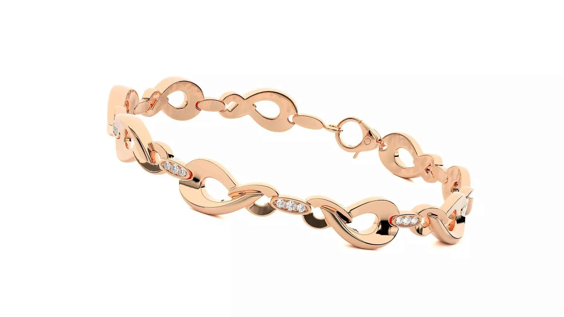 Chain Link High Jewelry Diamond Bracelet 3dm stl renders details 3D print model_0