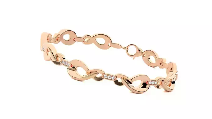 Chain Link High Jewelry Diamond Bracelet 3dm stl renders details 3D print model