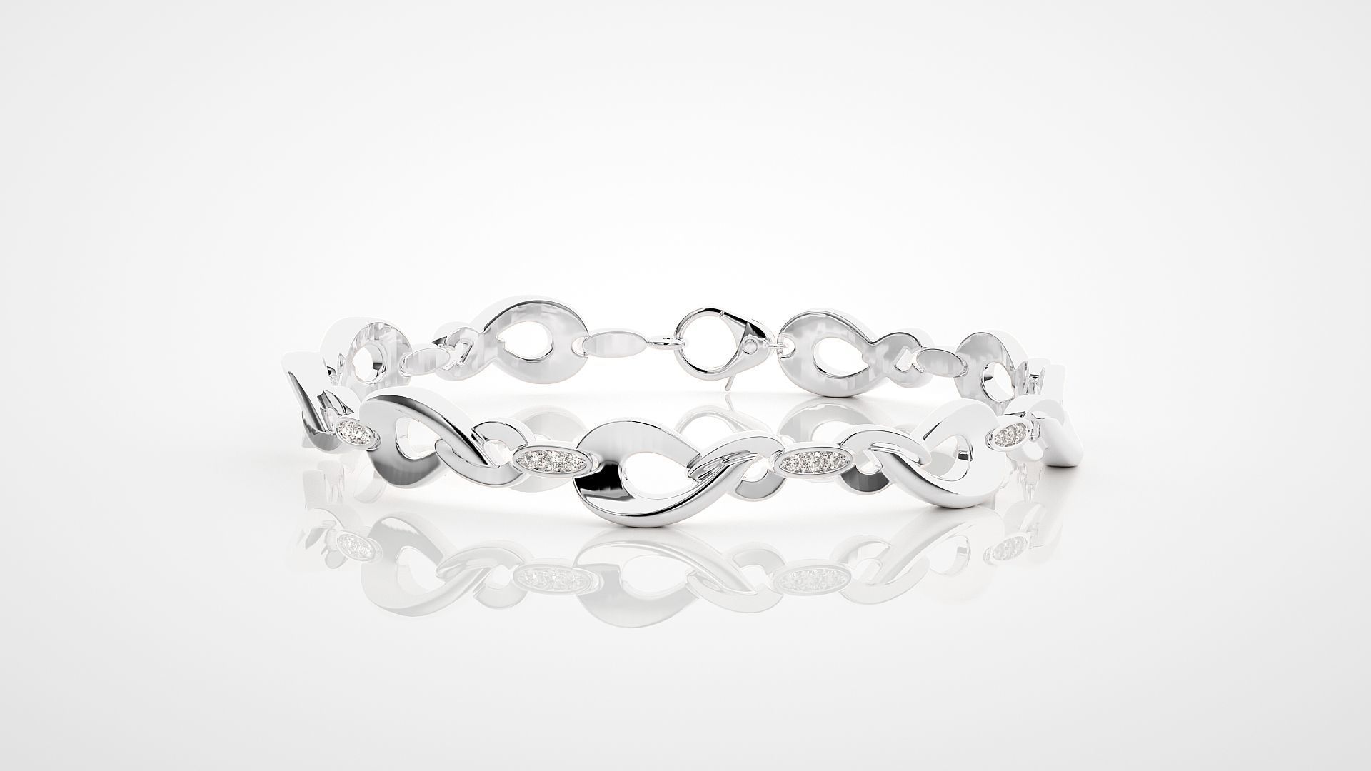 Chain Link High Jewelry Diamond Bracelet 3dm stl renders details 3D print model_13