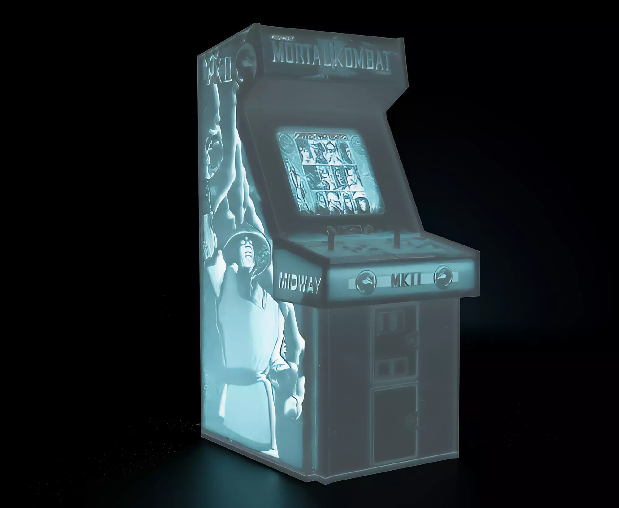 Mortal Kombat II Arcade Cabinet with Lithophane 3D print model_0