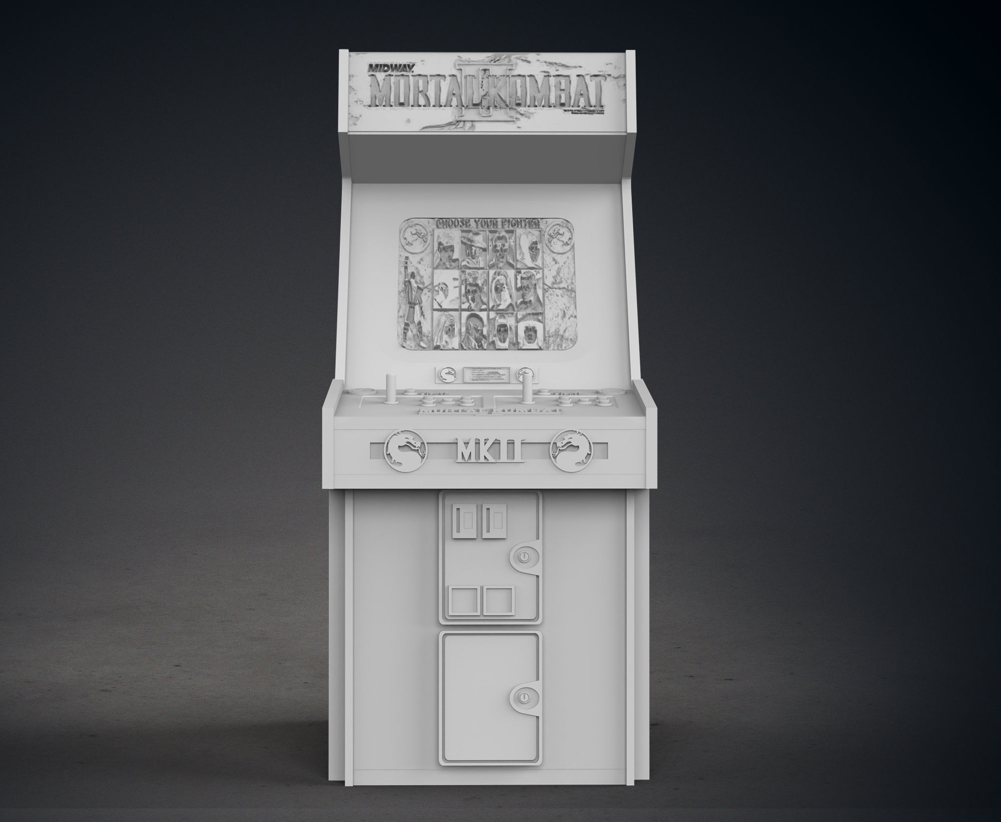 Mortal Kombat II Arcade Cabinet with Lithophane 3D print model_11