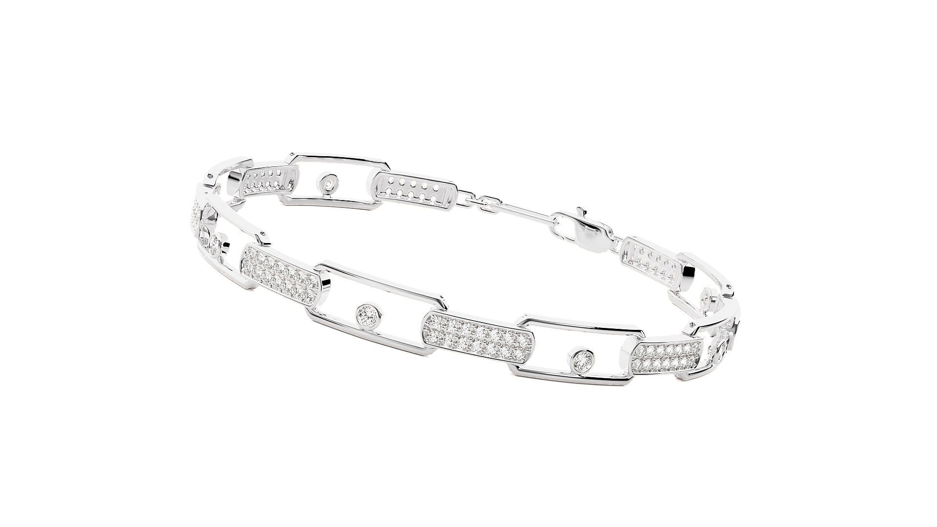 Chain Link High Jewelry Solitaire Diamond Bracelet 3dm stl 3D print model_9