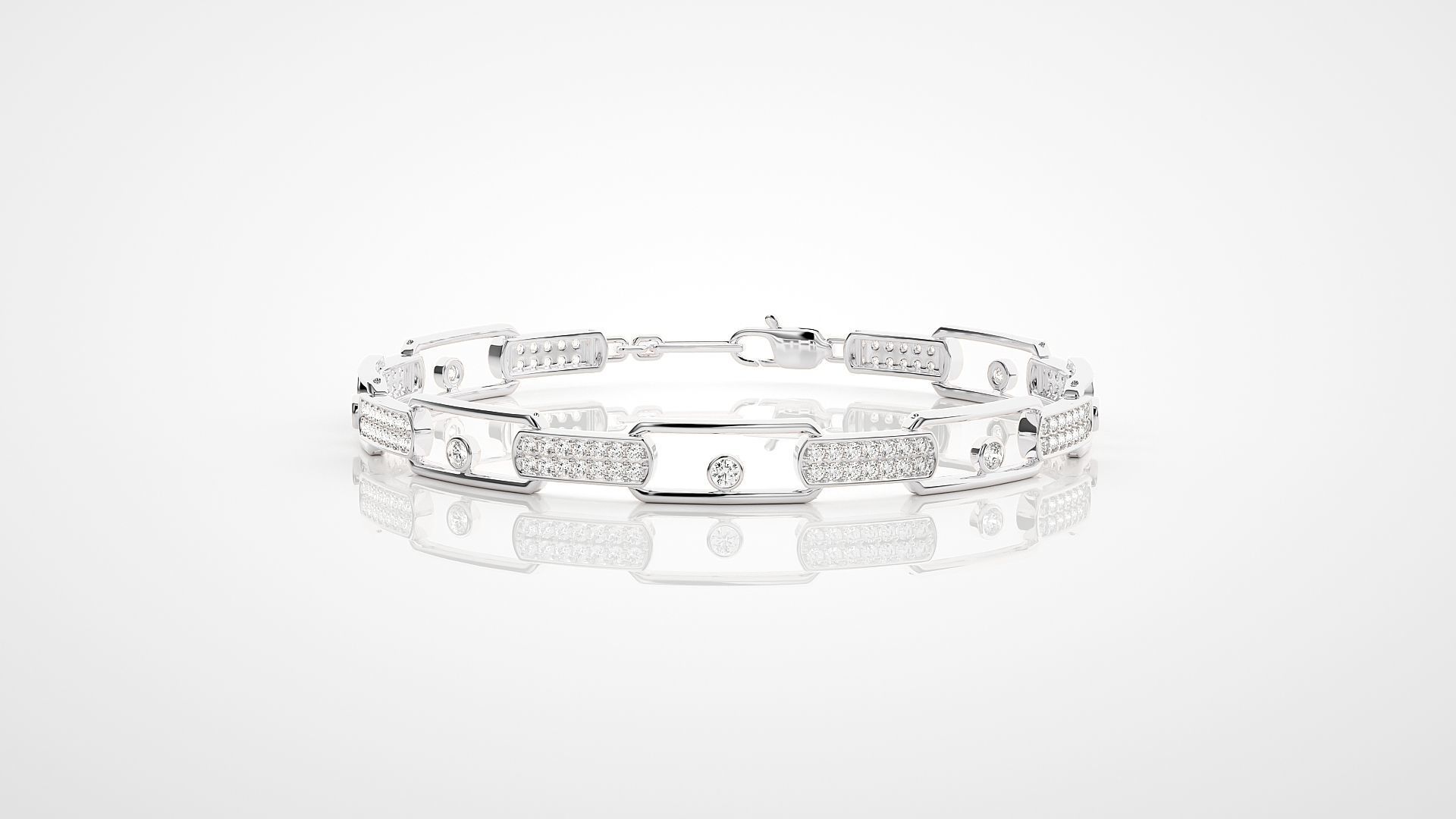 Chain Link High Jewelry Solitaire Diamond Bracelet 3dm stl 3D print model_7