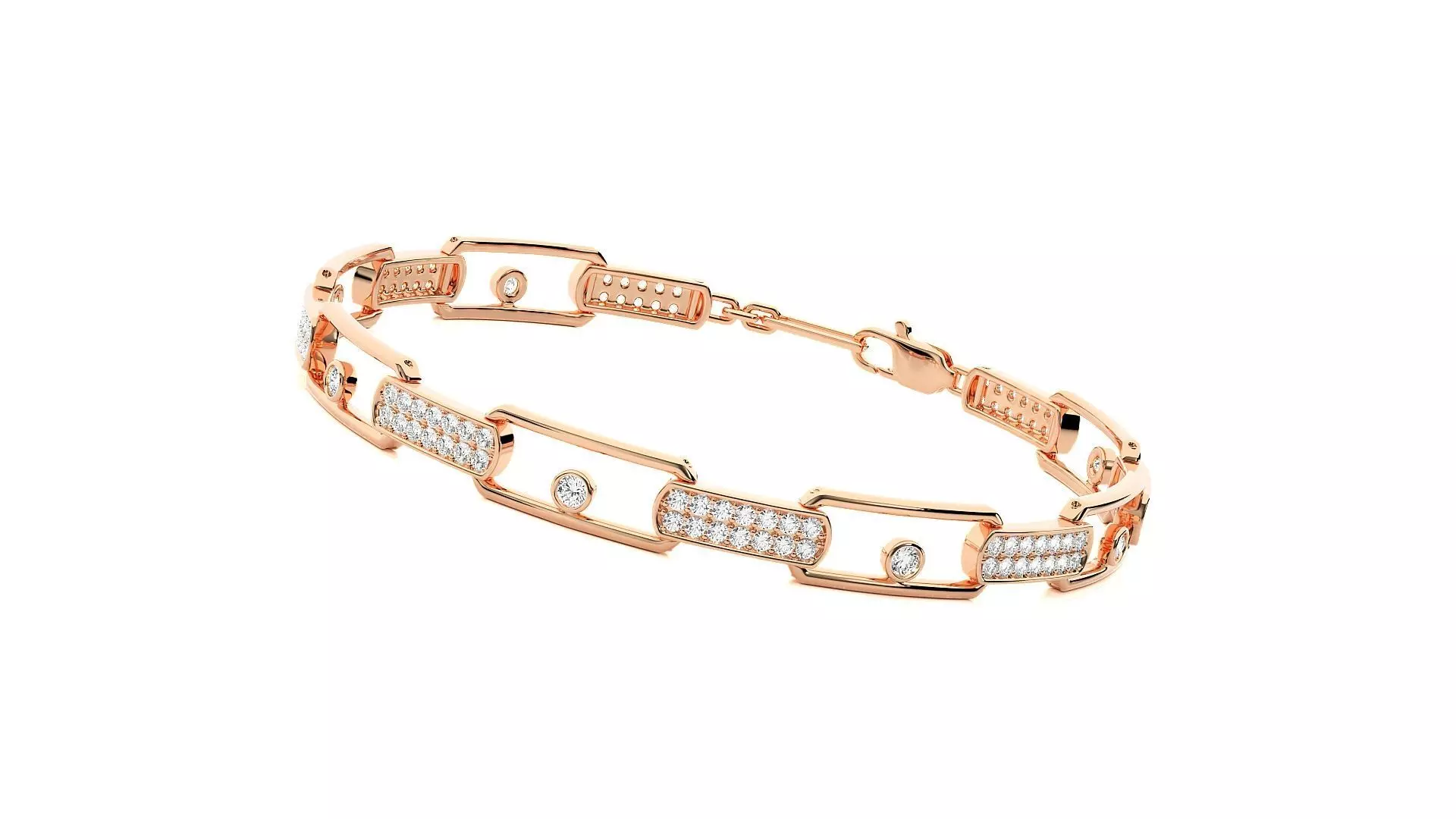 Chain Link High Jewelry Solitaire Diamond Bracelet 3dm stl 3D print model_0