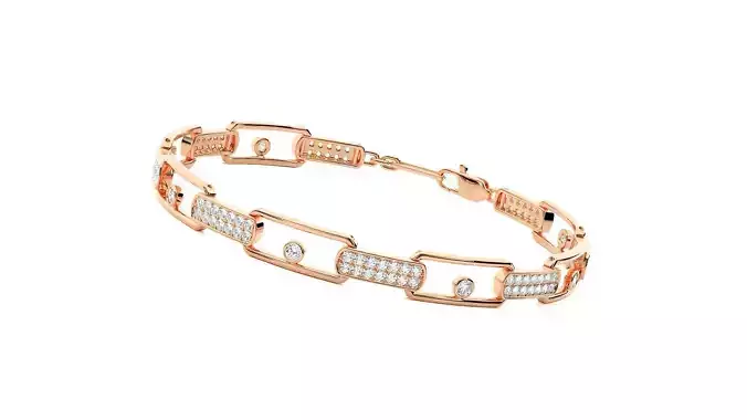 Chain Link High Jewelry Solitaire Diamond Bracelet 3dm stl 